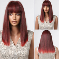 ALAN EATON Ombre Brown Short Layered Wig with Bangs