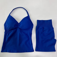 Summer fitness shape  beautiful shoulder straps  chest pillow  bra and yoga shorts  a must for fitness.
