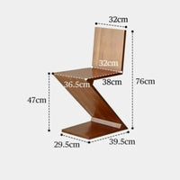 Zigzag Wood Chair Imitation Medieval Designer Z-shaped Dining Chair Creative Backrest Stool Home Nordic Chair for Bedroom