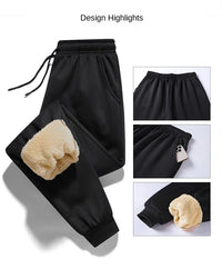 Pants for men in autumn and winter, thickened with fleece for outerwear, casual pants, warm lamb wool sports sweatpants