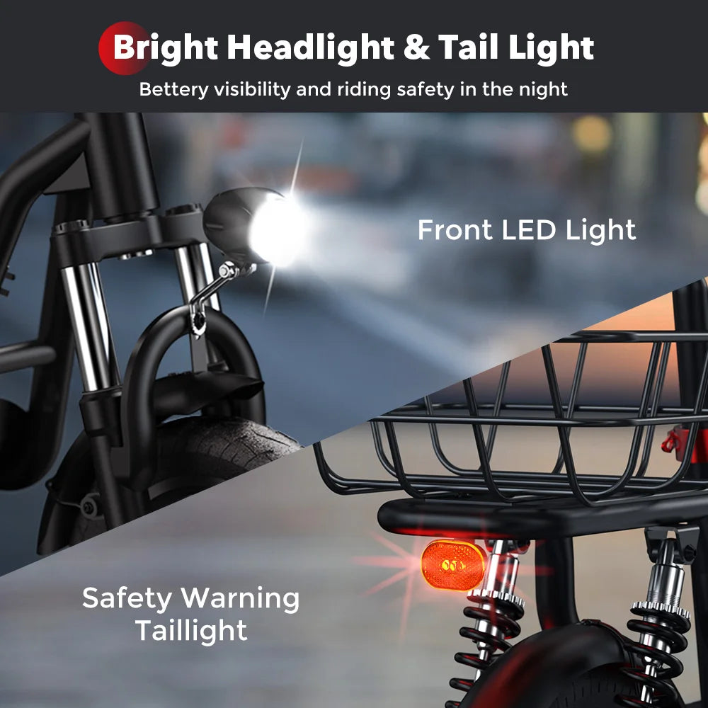 i12 Electric Scooter Foldable with Seat & Basket