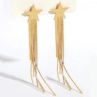 AENSOA Gold Star Tassel Drop Earrings for Women