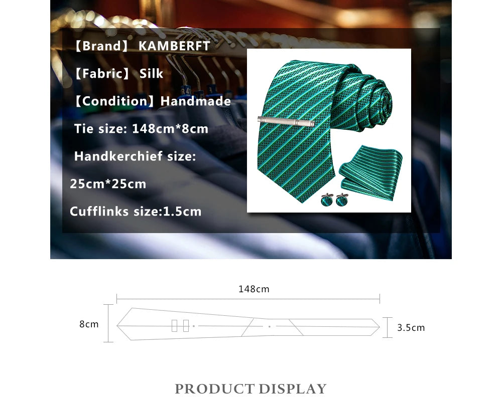 8cm Silk Men’s Tie Set with Pocket Square