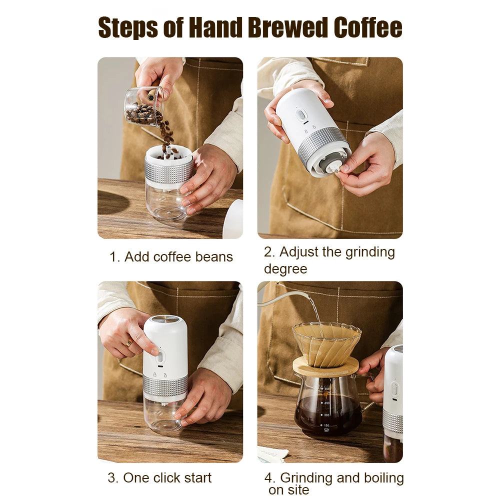 13W Portable Electric Burr Coffee Grinder – 200ml Adjustable