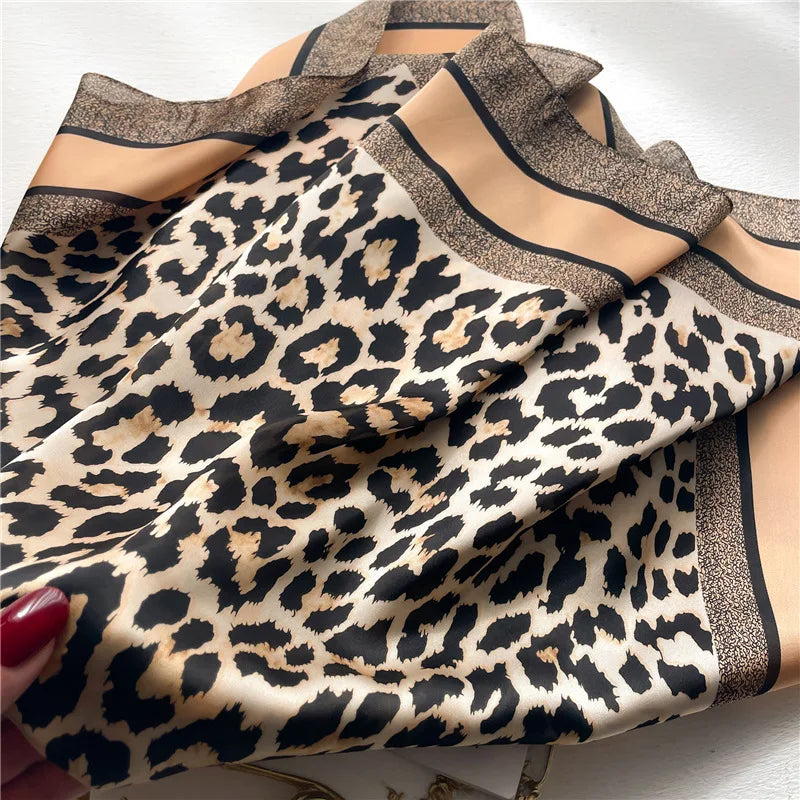 Leopard Print Square Scarf Women’s Silk Style