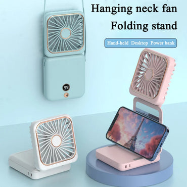 3-in-1 Mini Portable Neck & Handheld Fan with Power Bank