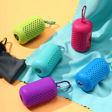 Sport Towel with Mini Silicon Gel Set Portable Breathable Sweat Absorption  Fitness Sport GYM Running Outdoor Quick Dry Cool