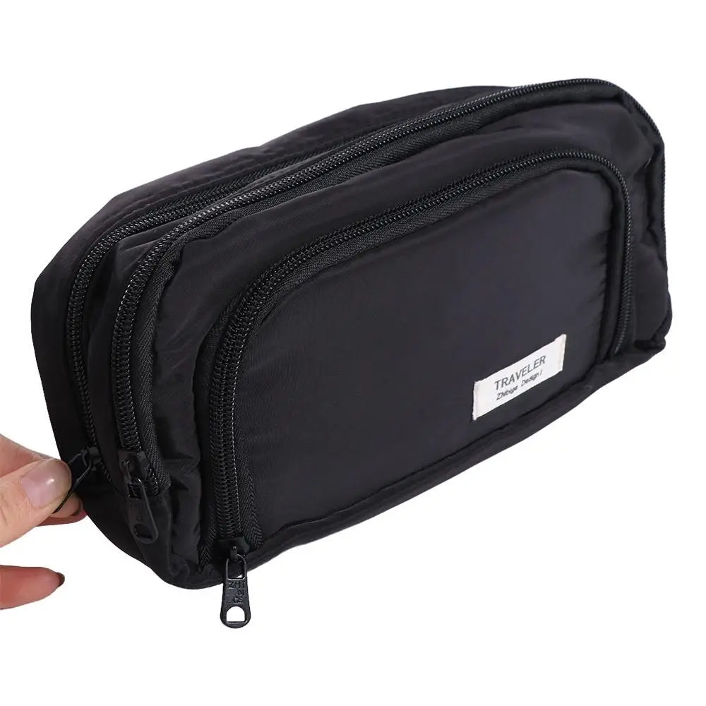 Black to School Large Capacity Pencil Bag Aesthetic Simple School Cases Large Capacity Pen Case School Students Supplies