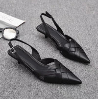 Weave Women Heeled Sandals Pointed Toe Elegant Shoes Woman Trend New Slippers Fashion Heels Women Zapatos Mujer