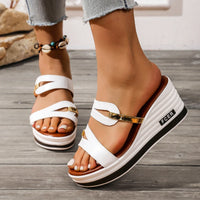 Women's Peep Toe Wedge Sandals – Summer Slip-On Shoes