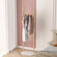 Gold Freestanding Metal Coat Rack with 6 Hooks