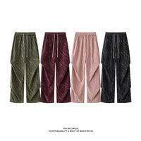 Men’s Corduroy Tie-Dye Cargo Pants Loose Autumn Trousers