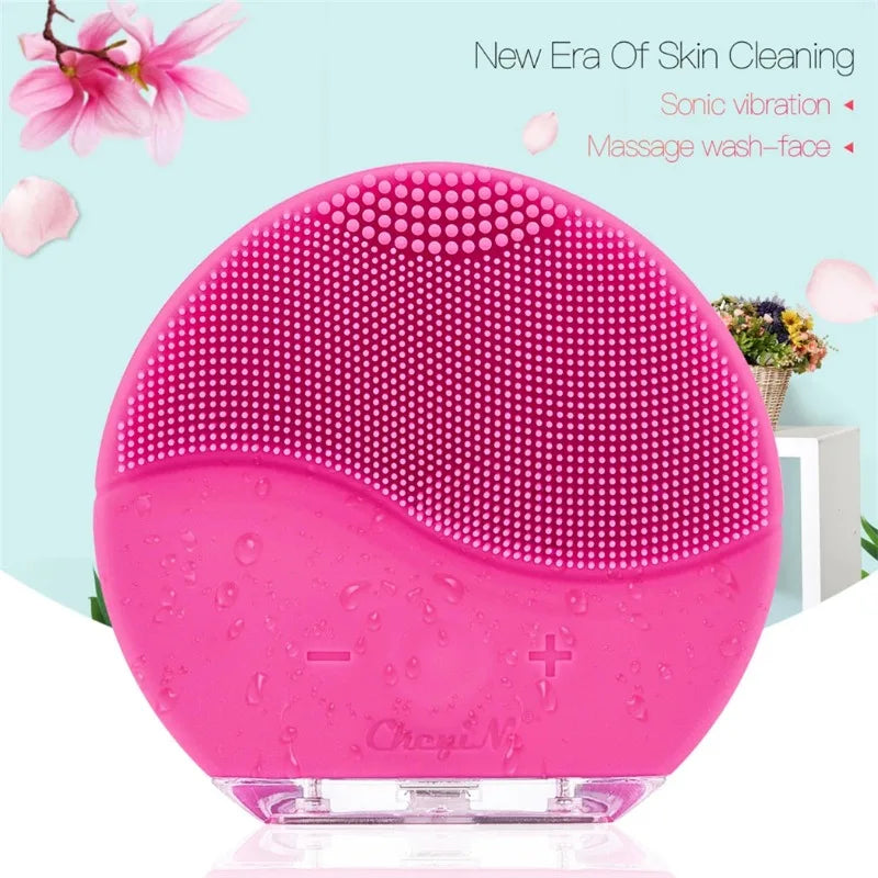Silicone Face Cleansing Brush Electric Sonic Facial Deep Cleaning Brush Waterproof High-Frequency Vibrating Massager Skin Care