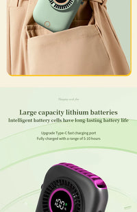 Portable Hanging Neck Fan with LED & 5 Speeds