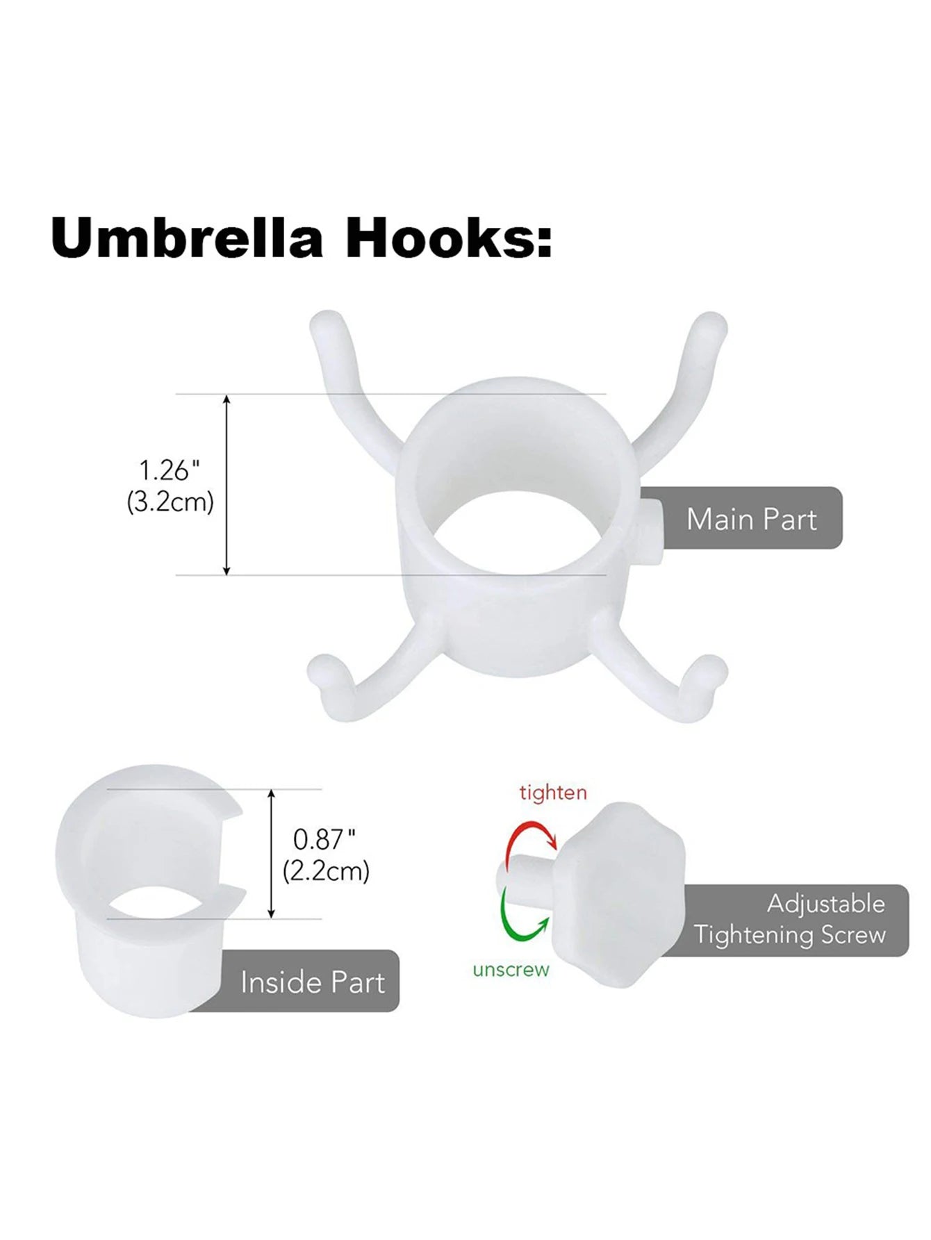 Polypropylene Beach Umbrella Hook – 4-Corner Storage