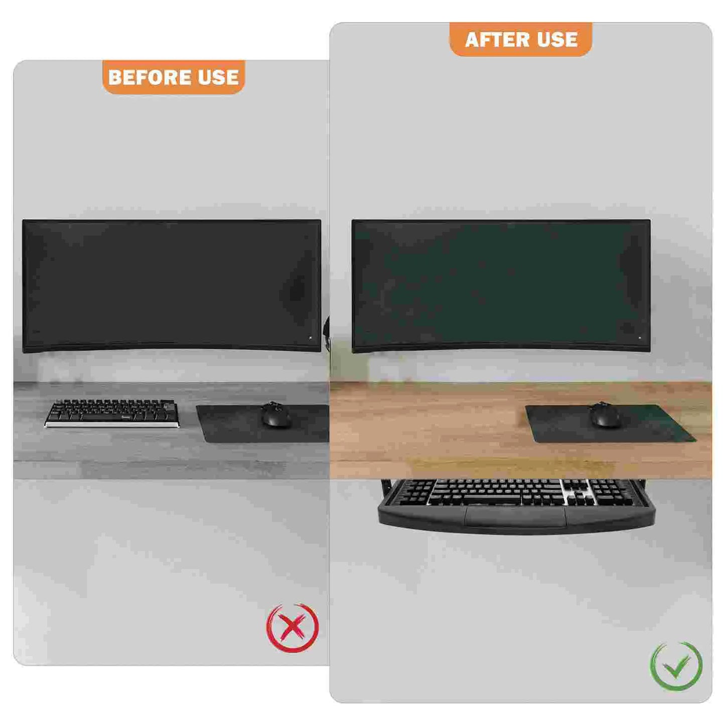 2 Pcs Adjustable Under Desk Keyboard Tray & Mouse Platform