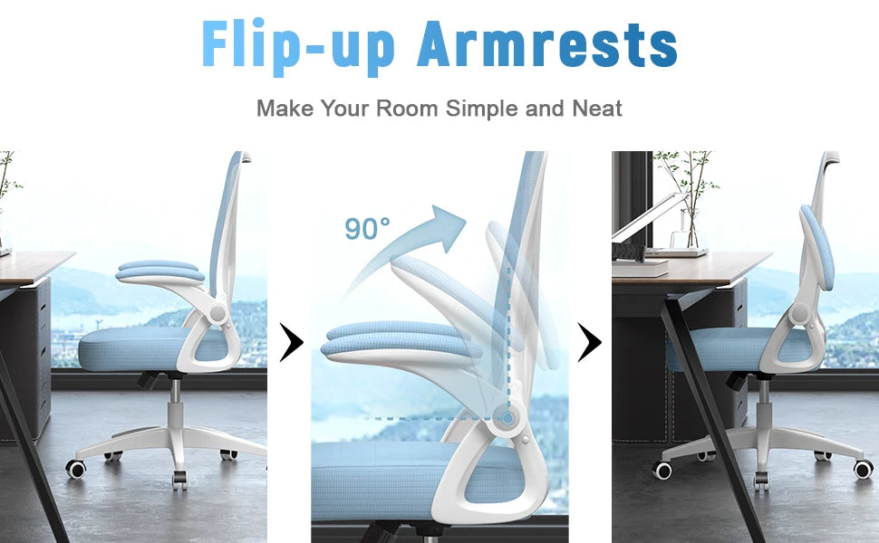 Ergonomic Mesh Office Chair – Lumbar Support & Flip Armrests