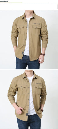 Men’s Outdoor Cotton Work Shirt – Multi-Pocket Safari Style