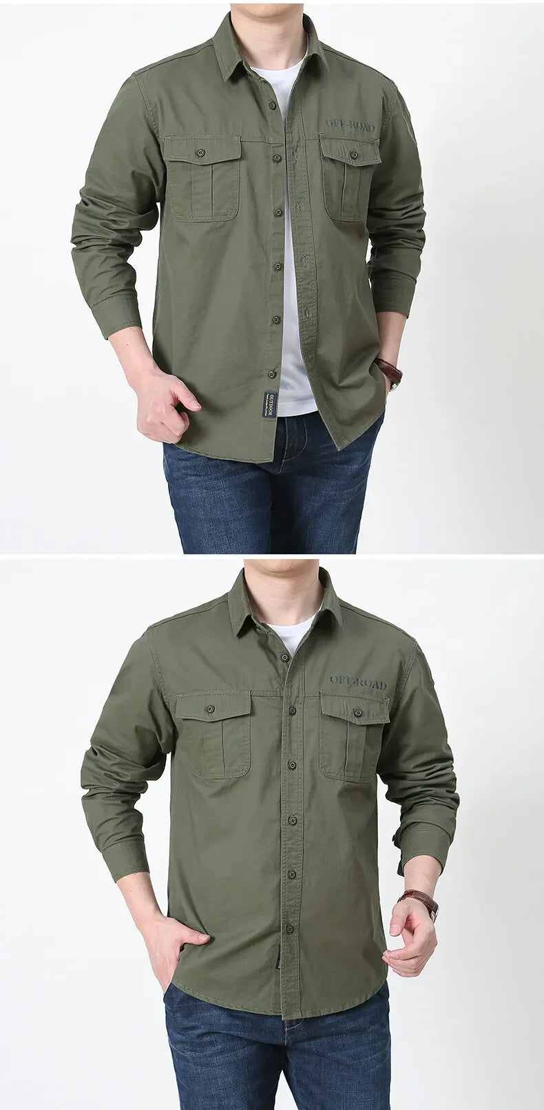 Men’s Outdoor Cotton Work Shirt – Multi-Pocket Safari Style