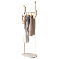 Gold Freestanding Metal Coat Rack with 6 Hooks