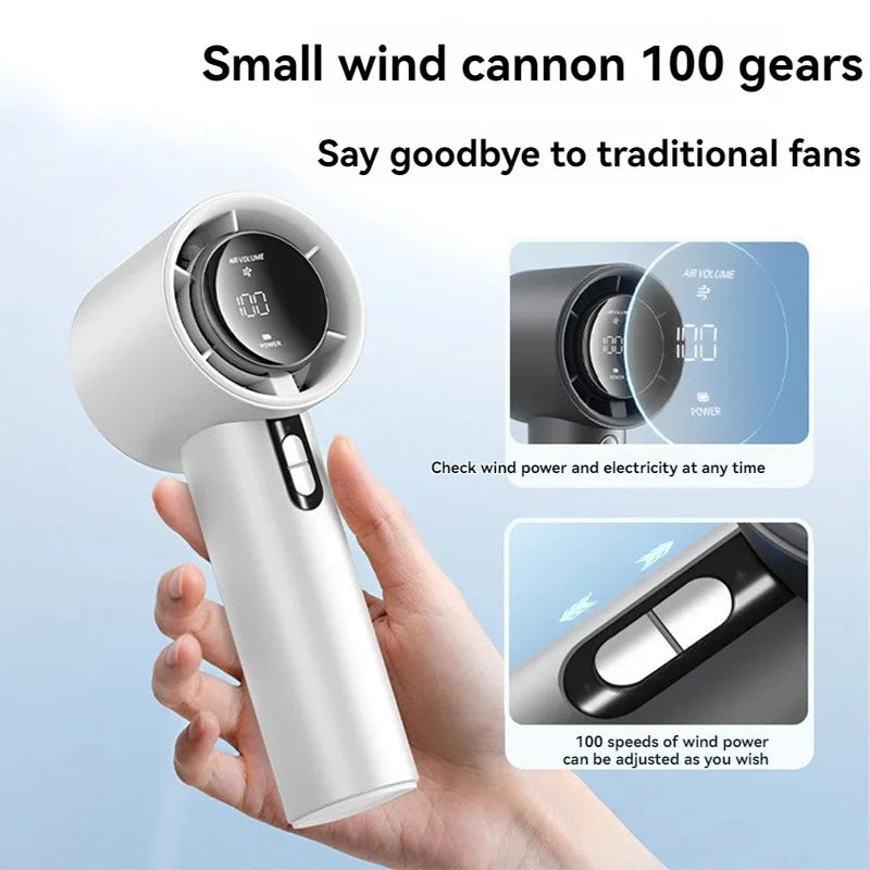 Xiaomi MIJIA Handheld High-speed Fan USB Charge Mini Portable 100 Speed Turbo Violent Small Outdoor Powerful Fan 3000mAh Battery