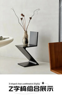 Zigzag Wood Chair Imitation Medieval Designer Z-shaped Dining Chair Creative Backrest Stool Home Nordic Chair for Bedroom