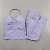 Women’s 2-Piece Fitness Set – Halter Vest & Hip-Lift Pants