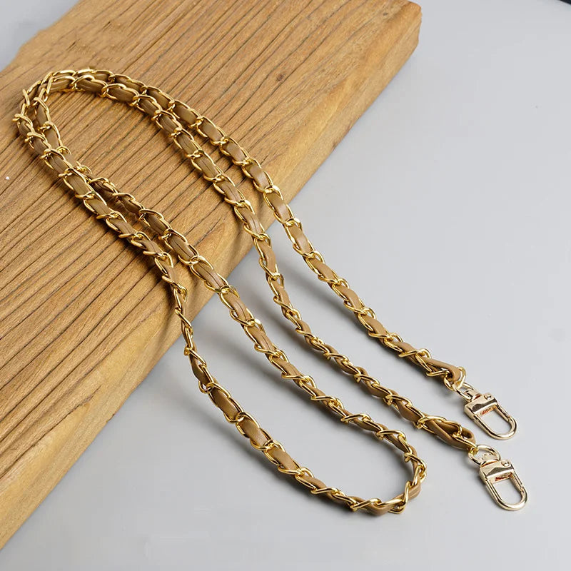 PU Leather Metal Chain Accessories Crossbody Shoulder Portable Wrist Bag Chain Strap Replacement Luggage Accessories Versatile