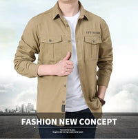 Men’s Outdoor Cotton Work Shirt – Multi-Pocket Safari Style