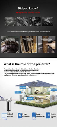 Pre-filter household well water whole house household water purifier 304 stainless steel high flow backwashing water filter