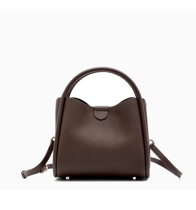 Women's Natural Cow Real Leather Shoulder Bag Ladies Retro Fashion Luxury Crossbody Bag Female Cowhide Commuter Handbag for Lady