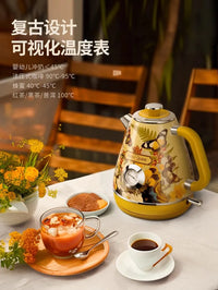 Retro Handmade Decals Automatic Electric Kettle Water Boiler 304Stainless Steel Thermometer Anti-Dry 1800w 1.8L