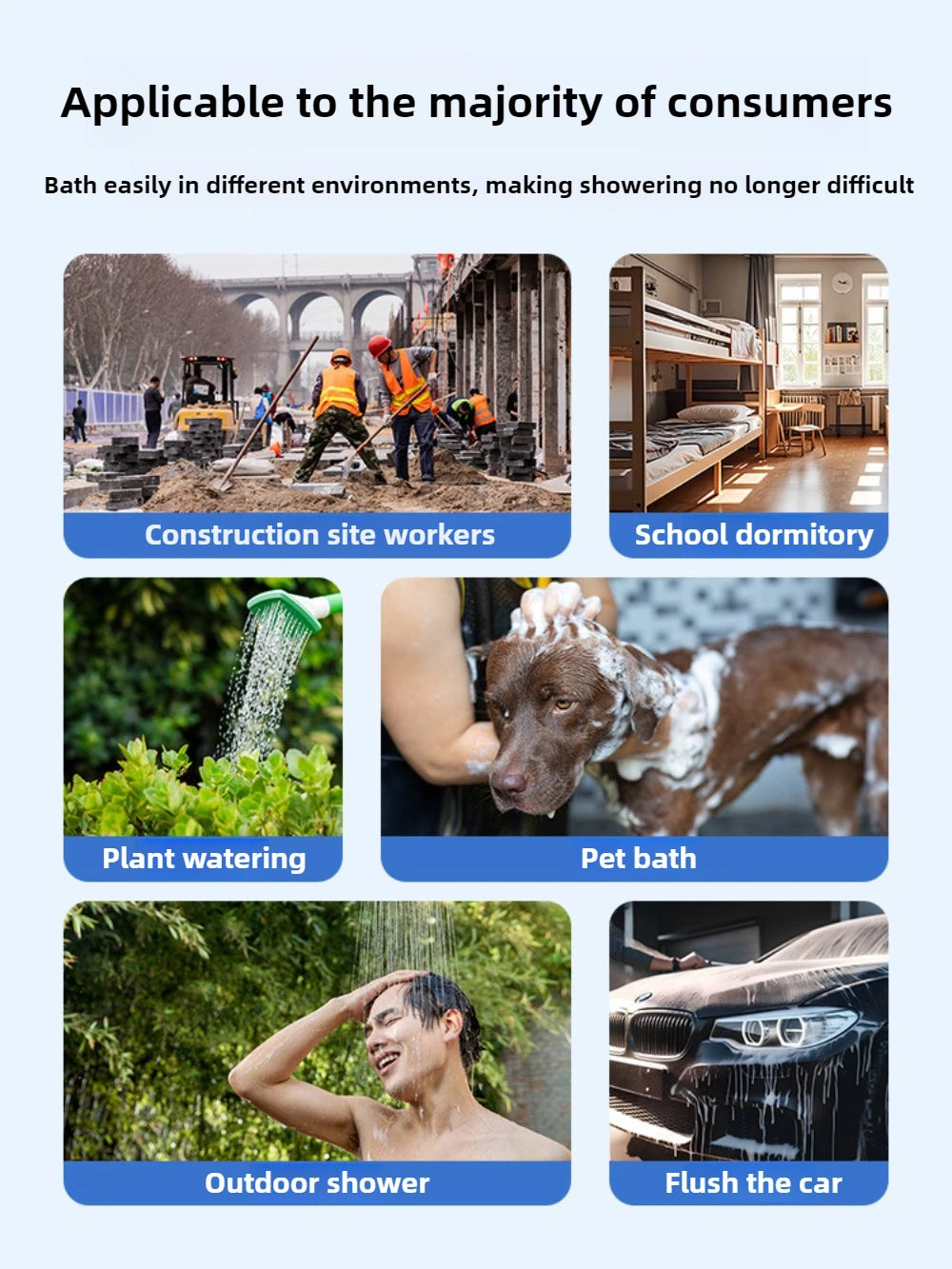 Outdoor Portable Shower Gadget Construction Site Dormitory Camping Simple Mobile Shower Wireless Shower Rechargeable Water Pump