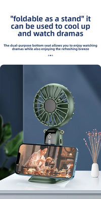 Portable Mini Handheld Neck Hanging Fan USB Rechargeable Battery Foldable Phone Holder with Aromatherapy  for Car  Home  Office