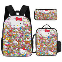 School Bag Printed Book Bag School Bags Boys 17 Inch Pencil Case School Backpack Lunch Bag Hello Kitty Sanrio