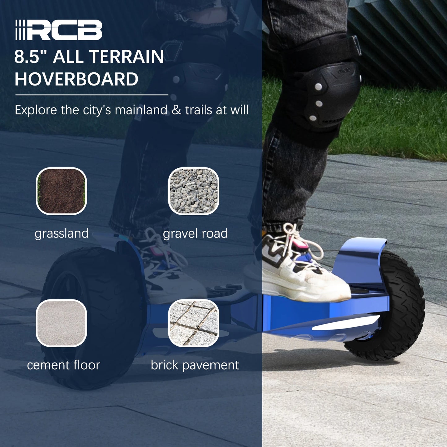 RCB Hoverboard 8.5" all terrain hoverboards, APP control, integrated LED Bluetooth with powerful motor, electric skateboard