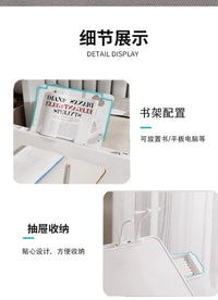 Modern Wooden Office Desk with Keyboard Shelf & Wheels