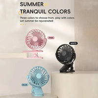 Rechargeable Fan 720° Rotating Hanging Clip Fan with Nightlight for Easy Portability Office Bedroom Dormitory Outdoor Small Fan