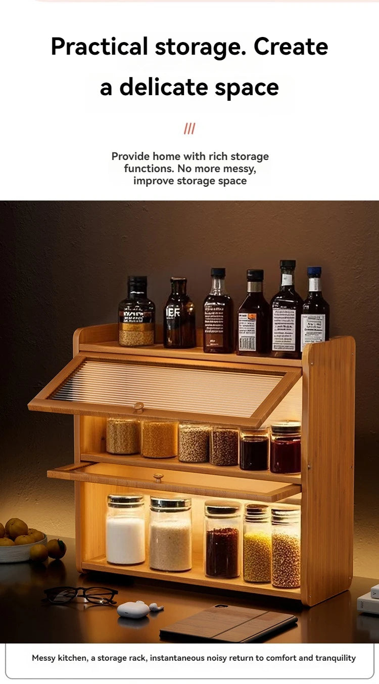 Multifunctional Kitchen Countertop Seasoning Rack Shelf