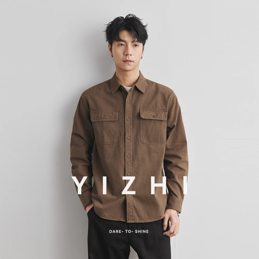 Men’s Cotton Work Shirt Jacket – Autumn Outdoor Safari Style