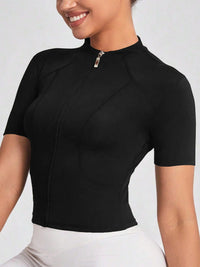 Women’s Yoga & Cycling Top – Zipper Sports T-Shirt
