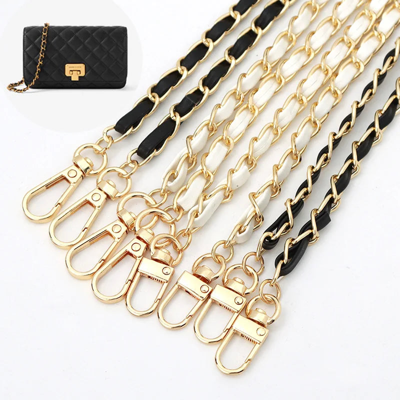 PU Leather Metal Chain Accessories Crossbody Shoulder Portable Wrist Bag Chain Strap Replacement Luggage Accessories Versatile