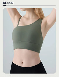 Sports Bra for Women, Shock-absorbing and Anti Sagging Bra, Worn Externally with Chest Cushion, Sloping Shoulder, Fitness Dance