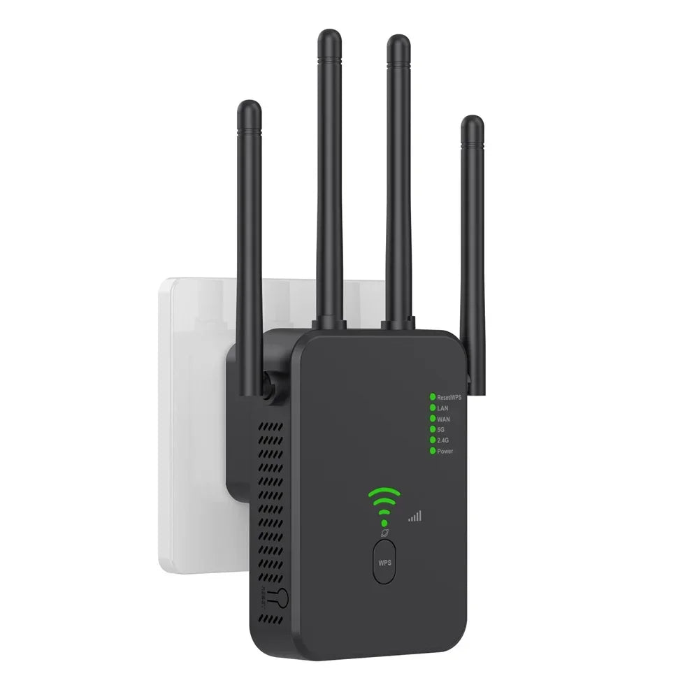 Wireless WiFi Repeater 2.4G 5Ghz Wi-Fi Amplifier Wi Fi Booster 1200 M Signal WiFi Long Range Extender Access Point