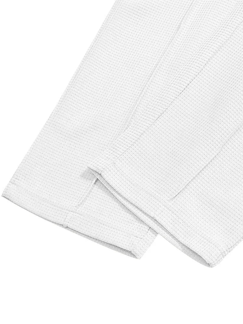 Spring and Autumn Men's Clothing  Waffle Fabric Men's Suit Fashion Casual Zipper and Lapel Long Sleeve POLO Shirt Trousers Suit