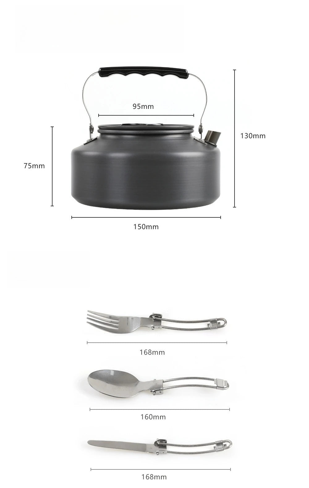 Outdoor Camping Cookware Set – Stainless Steel Pot & Kettle