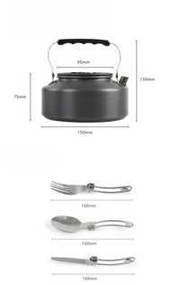 Outdoor Camping Cookware Set – Stainless Steel Pot & Kettle