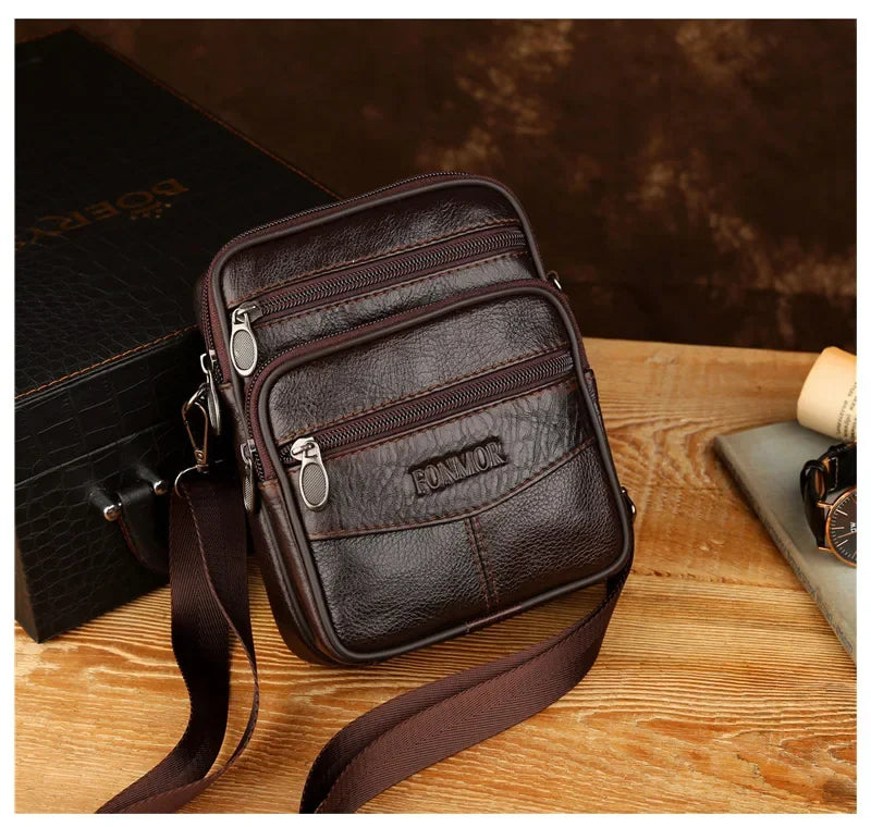 Retro Genuine Leather Men’s Crossbody Shoulder Belt Bag