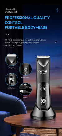 Waterproof Male Body Hair Trimmer with Ceramic Blade