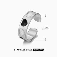 Stainless Steel White Black Enamel Rings for Women Gold Color Heart Star Geometric Open Rings Fashion Jewelry Gift Wholesale